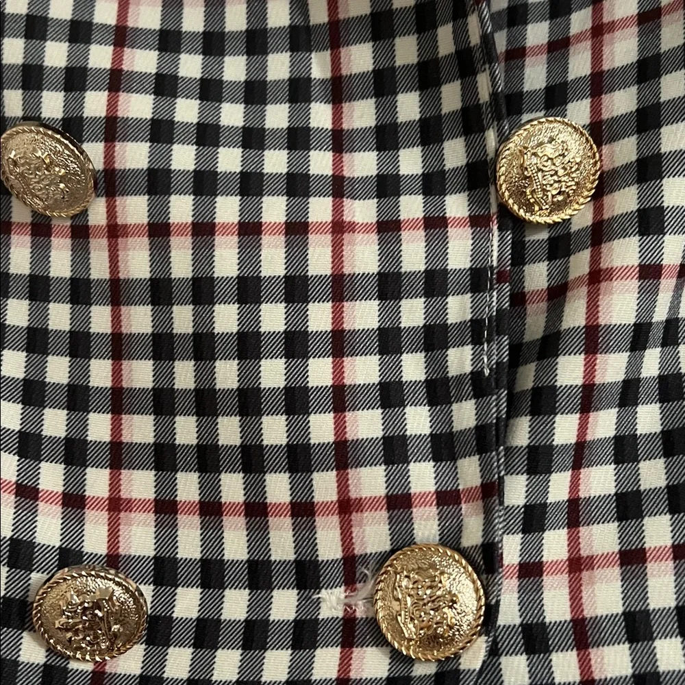 Sentmoon regular lapel slim checkered blazer red pink blue white gold buttons - Picture 4 of 6